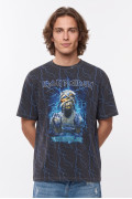 Camiseta cuello redondo oversize negra de Iron Maiden
