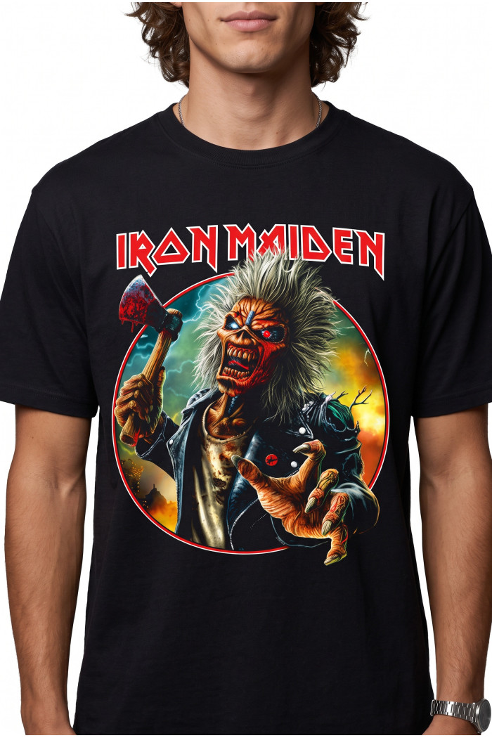 Camiseta de Iron Maiden negra en algodón manga corta
