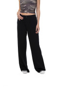 Pantalón jogger negro con bota ancha y cintura elástica

