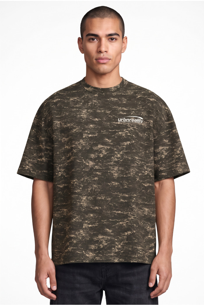 Camiseta oversize negra tie dye manga corta con diseño
