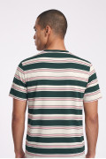 Camiseta a rayas college crema con bolsillo y manga corta
