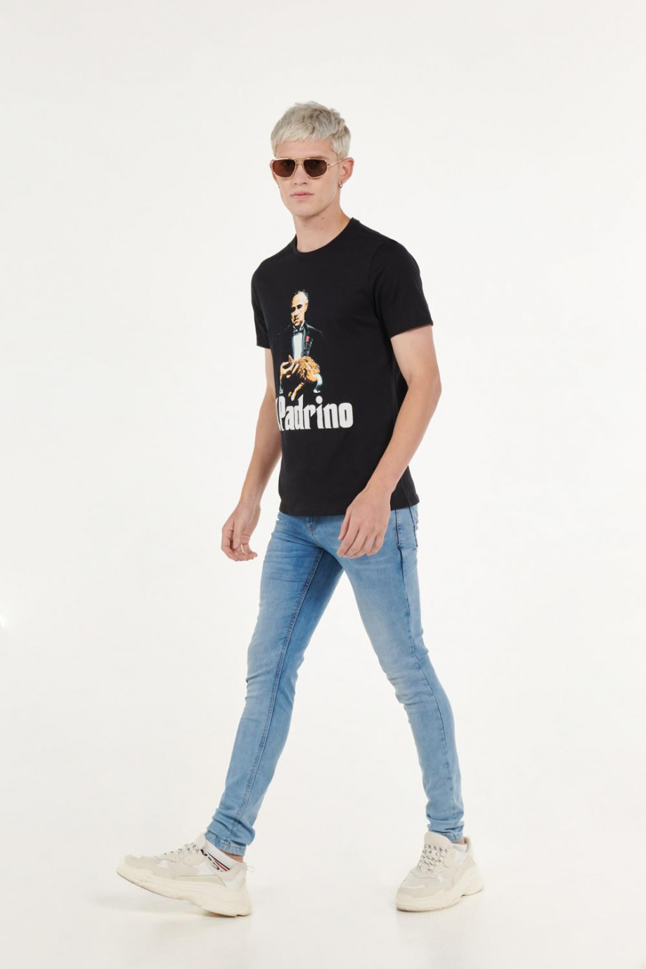 Camiseta negra con estampado de El Padrino y mangas cortas