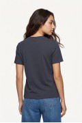 Camiseta cuello redondo en algodón azul con arte college
