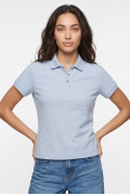 Camiseta polo unicolor manga corta con cierre de botones
