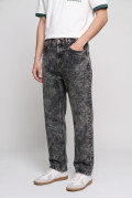 Jean loose gris oscuro con diseños y tiro bajo
