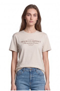 Camiseta college en algodón crema clara manga corta

