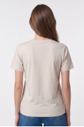Camiseta college en algodón crema clara manga corta
