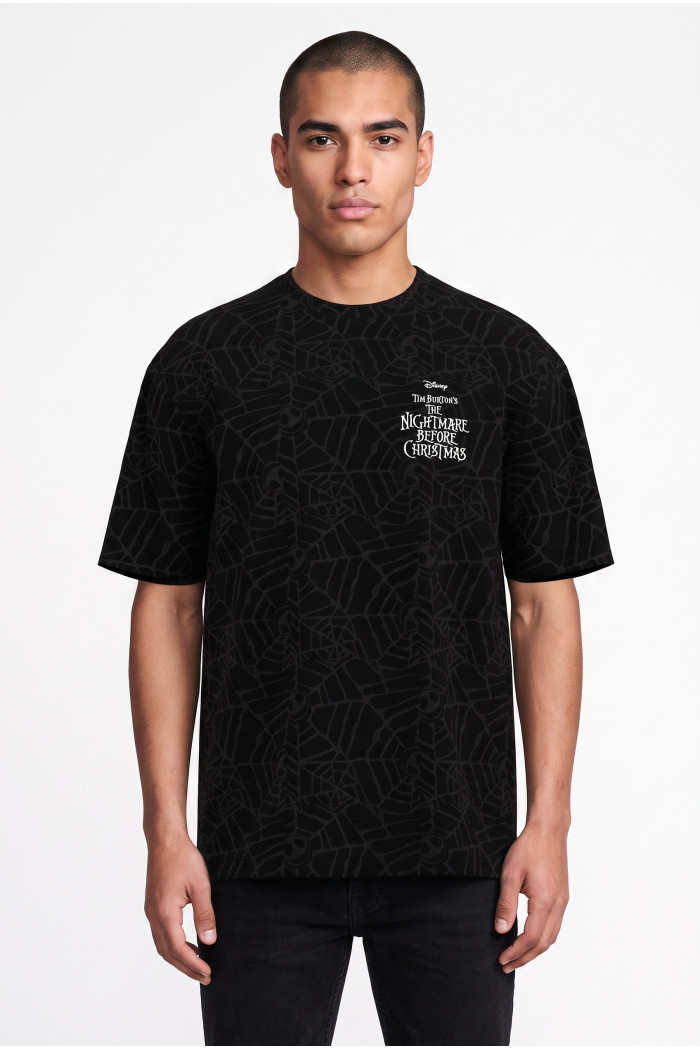 Camiseta negra de Nightmare Before Christmas manga corta
