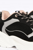 Tenis estilo chunky para mujer variedad de color  con detalles rosa y gris.