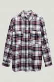 Blusa unicolor a cuadros con manga larga y cuello camisero