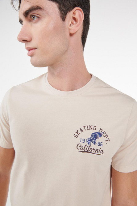 Camiseta unicolor manga corta con estampado deportivo