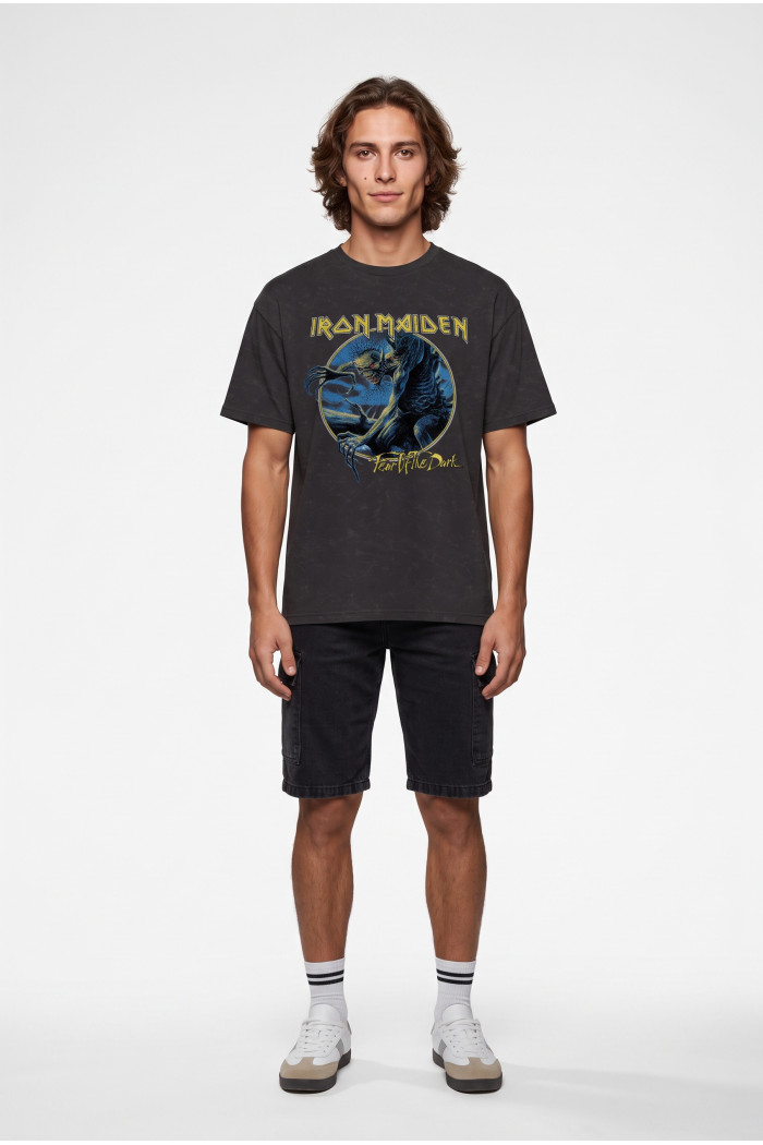 Camiseta en algodón negra cuello redondo de Iron Maiden
