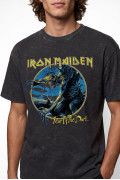 Camiseta en algodón negra cuello redondo de Iron Maiden
