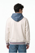 Buzo college crema oversize con capota en contraste
