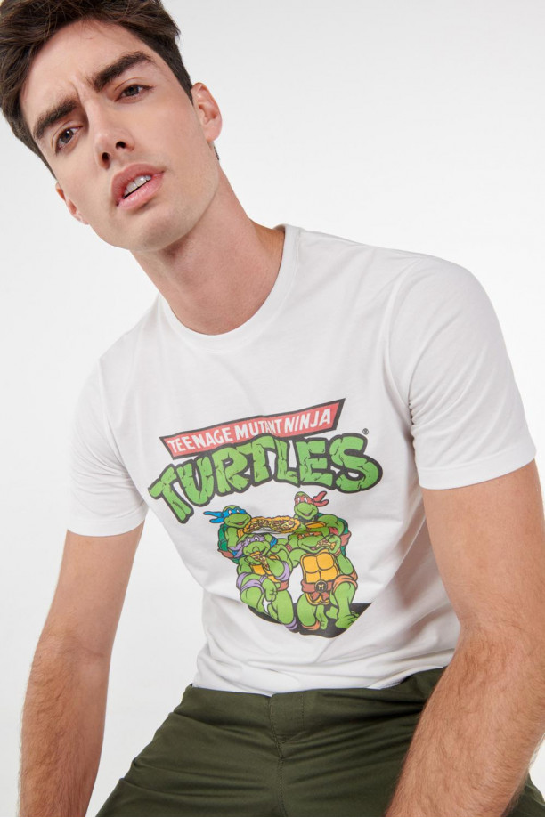 Camiseta manga corta crema claro con estampado de las Tortugas Ninja