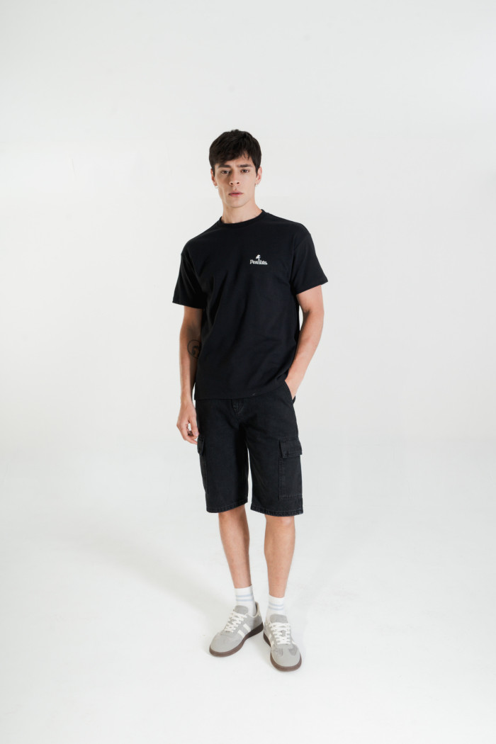 Camiseta de Snoopy negra manga corta en algodón

