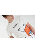 Camiseta crema manga corta de Snoopy en algodón

