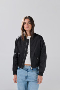 Chaqueta unicolor bomber con cremallera y acolchado interno
