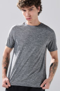 Camiseta unicolor con manga ranglan corta y estampados
