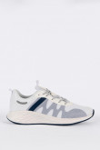 Tenis deportivos para hombre negros, con detalle en color contraste y suela blanca.