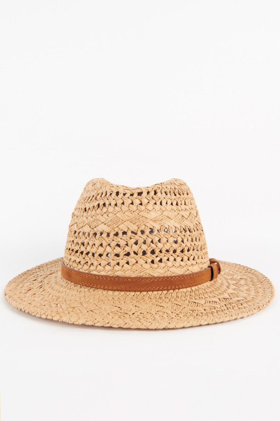 Sombrero de paja para hombre estilo fedora color kaky, con lazo en color contraste.
