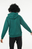 Buzo con capota verde oscuro con bolsillo y estampado minimalista