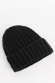 Gorro unicolor tejido con doblez ajustable y texturas de canal