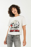 Camiseta crema clara oversize con manga corta y estampado de Mickey