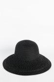 Sombrero de paja negro con ala ancha y franja decorativa
