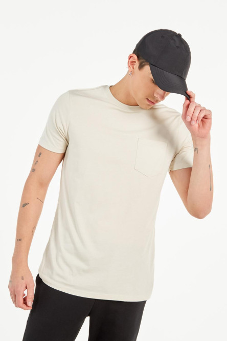 Camiseta unicolor manga corta con bolsillo en el pecho