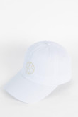 Cachucha blanca beisbolera con diseño de planeta bordado
