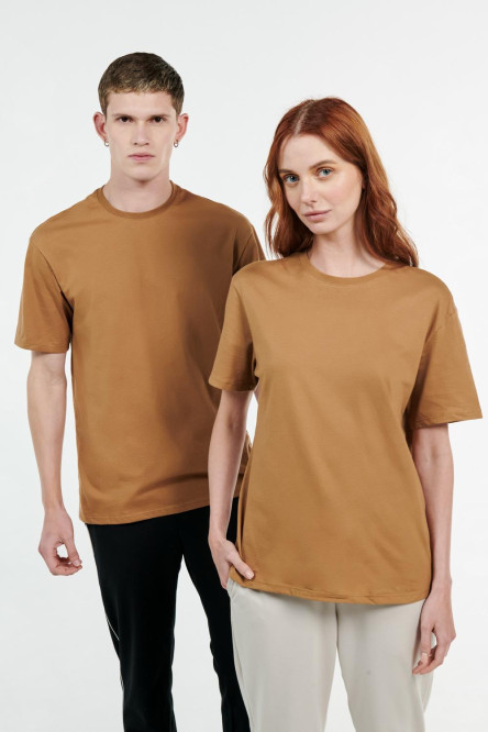 Camiseta unicolor manga corta con cuello redondo en rib