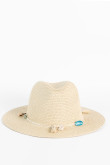 Sombrero de ala plana crema claro con lazo decorativo