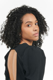 Blusa manga larga aglobada negra con escote en la espalda
