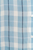 Blusa manga corta unicolor a cuadros con bolsillo en el pecho