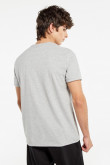 Camiseta manga corta gris clara con efecto jaspe y cuello redondo