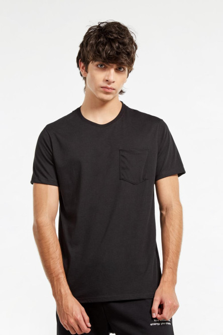 Camiseta básica con bolsillo manga corta estampada