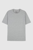 Camiseta gris clara con cuello redondo y detalles con efecto jaspe