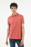 Camiseta polo unicolor con cuello y puños tejidos