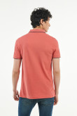 Camiseta polo unicolor con cuello y puños tejidos