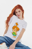 Camiseta manga corta blanca con estampado de Los Picapiedra