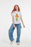 Camiseta manga corta blanca con estampado de Los Picapiedra