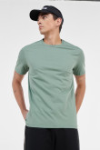 Camiseta unicolor con manga corta y cuello redondo en rib