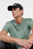 Camiseta unicolor con manga corta y cuello redondo en rib