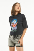 Camiseta oversize negra crop top con diseño de Gasparín