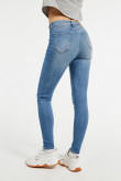 Jean jegging super alto azul medio con rotos