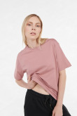 Camiseta oversize cuello redondo unicolor con manga corta