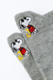 Medias tobilleras grises claras con bordado de Snoopy