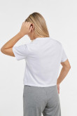 Camiseta crop top unicolor con cuello redondo y manga corta