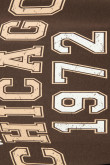 Buzo cuello redondo café oscuro con detalles en rib y diseño college